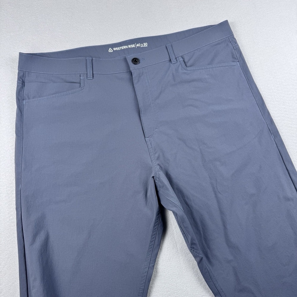 Western Rise Evolution Chino Pant Men 40x30 Gray/Blue Slim Fit Golf Performance